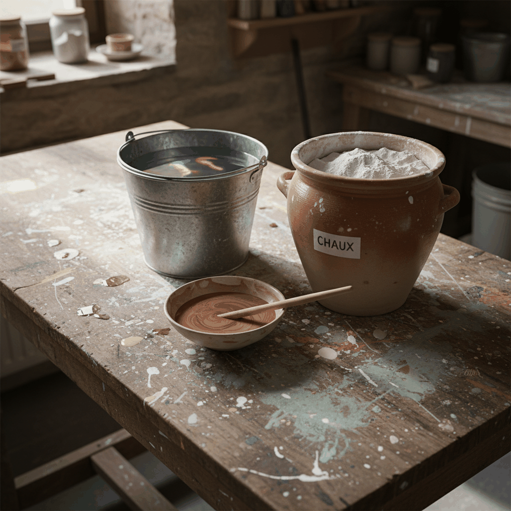 Eau pigmentation chaux